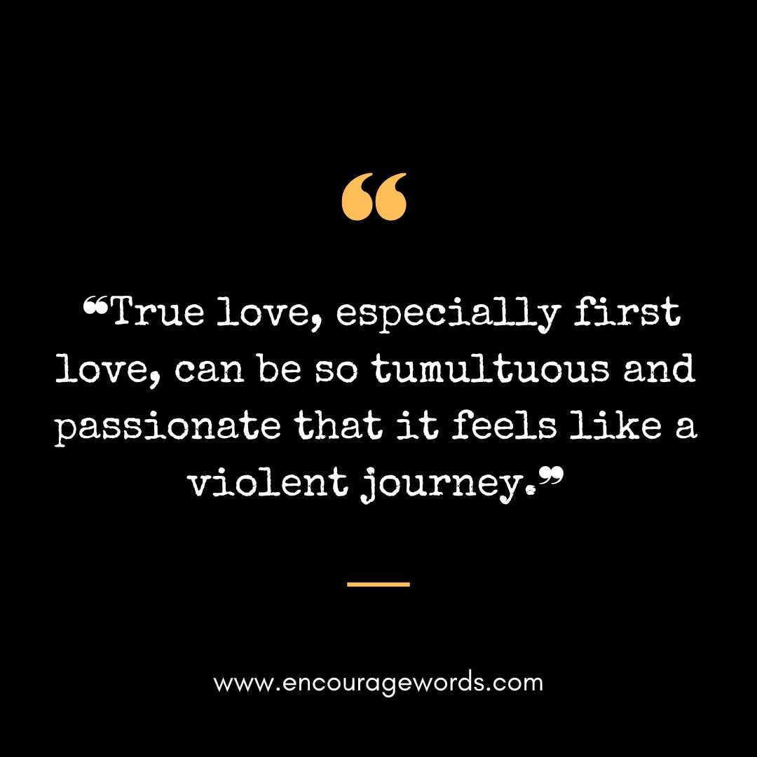 ❝True love, especially first love, can be so tumultuous and passionate that it feels like a violent journey.❞